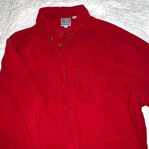 Oversized Red Corduroy Button Up